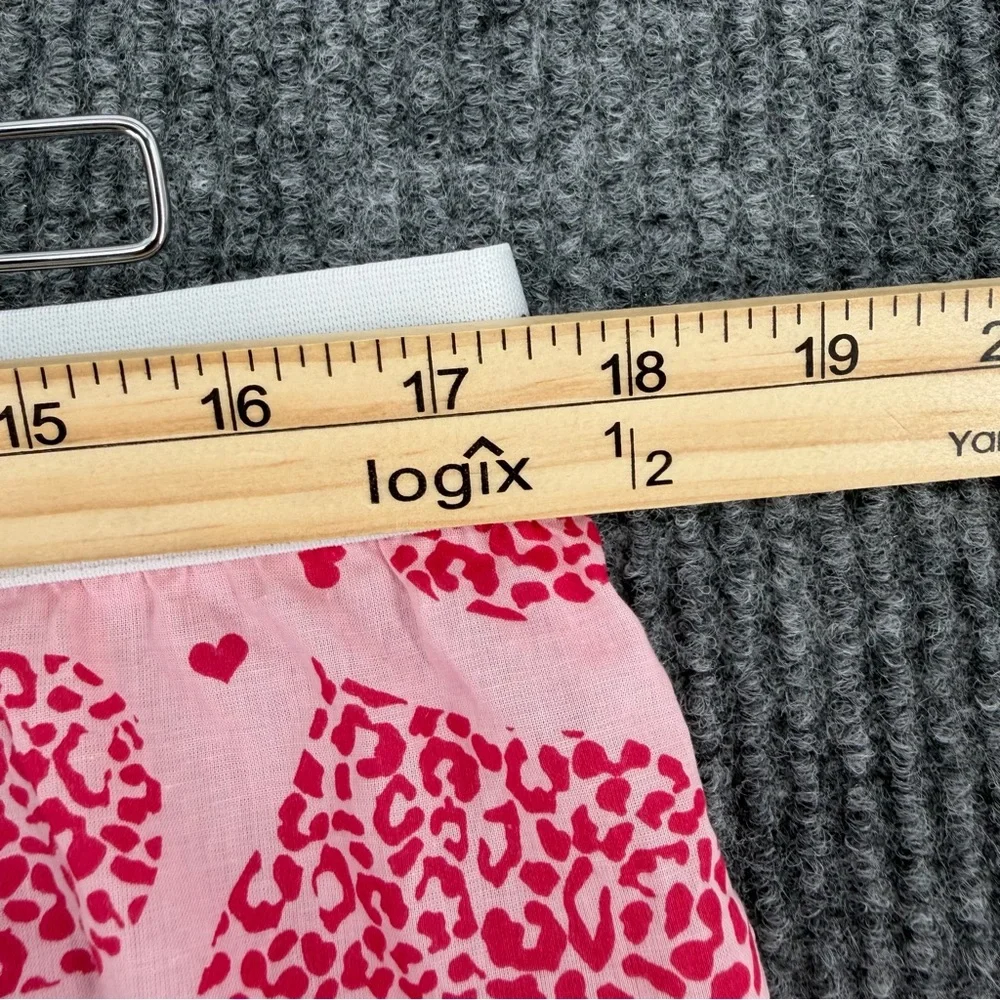 Joe Boxer Y2K Pink Sleepover Pajama Set XL Heart Shorts Lettuce Trim Ribbed Tee‎